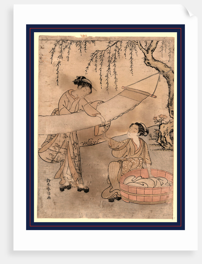 Araihari, Washing and stretching cloth by Suzuki Harunobu
