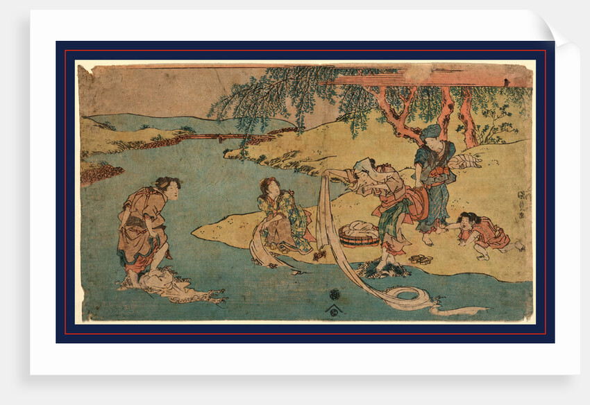 Kawa de no sentaku, Washing clothes in the river by Utagawa Toyokuni