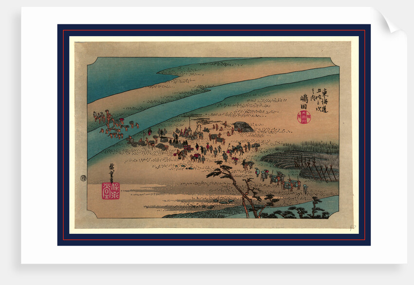 Travelers Fording a Small River As Others Wait Their Opportunity to Continue the Journey by Anonymous