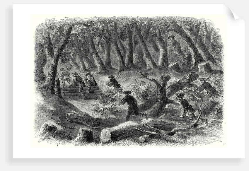 The Civil War in America: Carolinian Pickets Flying Before the Advance of the Federal Troops on Fairfax 17 August 1861 by Anonymous