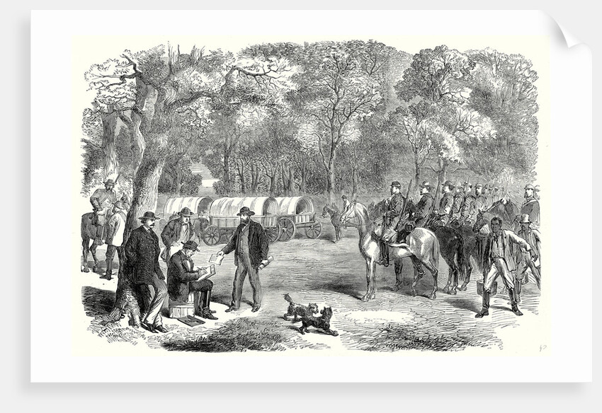 End of the American Civil War the Last Days of the Confederate Government Mr. Jefferson Davis Signing Acts of Government by the Roadside 22 July 1865 by Anonymous