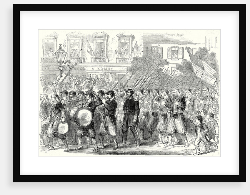 The Civil War in America: The 5th Regiment of New York Zouaves Passing Through Broadway on Their Way to Embark for the War Down South 22 June 1861 by Anonymous