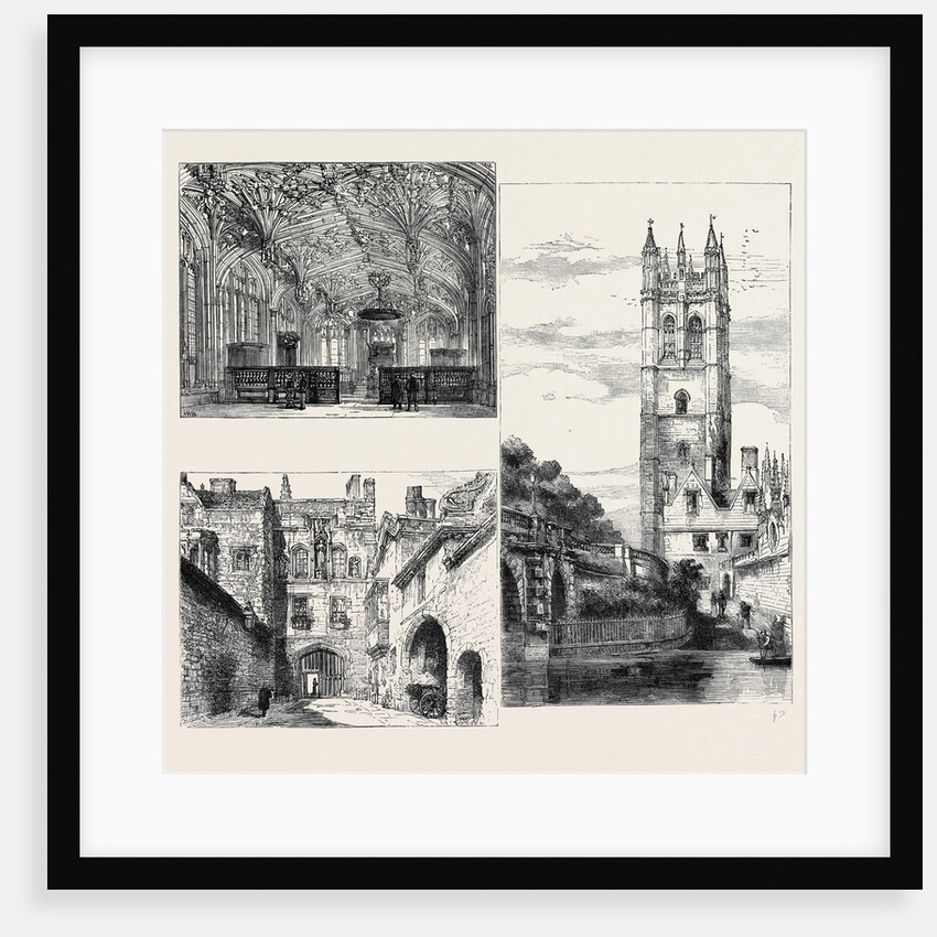 Oxford: Gateway, New College (Down Left); the Divinity School (Top Left); Tower, Magdalen College by Anonymous