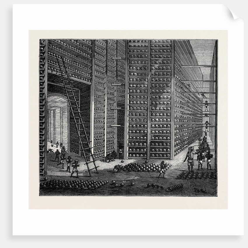 The Indo-Chinese Opium Trade, at an Opium Factory at Patna: The Stacking Room by Anonymous
