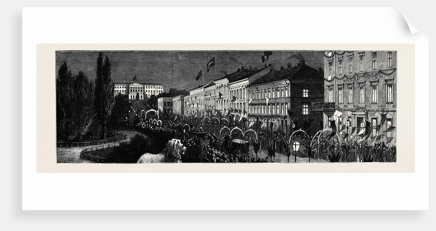 Reception of the Crown Prince of Sweden and Norway and His Bride at Christiana: The Royal Procession Returning to the Palace by Anonymous