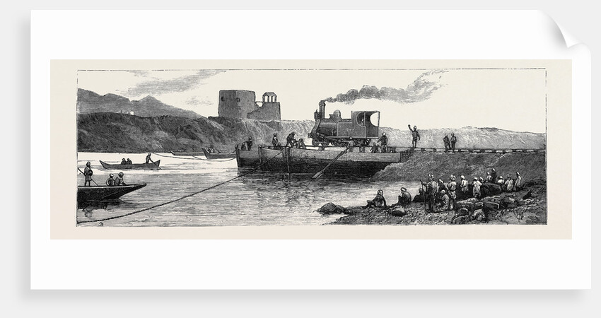 India: The First Engine for the Peshawur Railway Being Conveyed Across the Indus at Attock by Anonymous