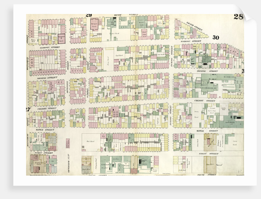 Map bounded by Henry Street, Grand Street, Corlears Street, South Street, Montgomery Street. 1857 by Anonymous