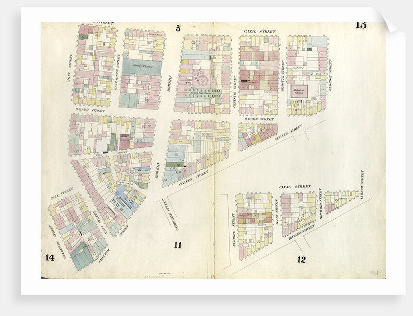 Map bounded by Canal Street, Division Street, Chatham Square, Mulberry Street, Cross Street, Mott Street. 1857 by Anonymous
