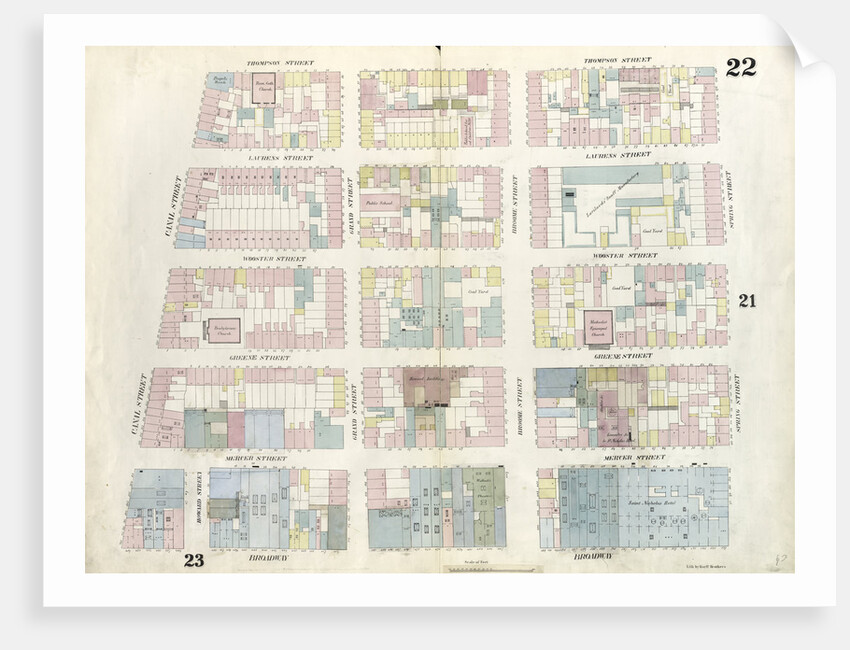Map bounded by Spring Street, Broadway, Canal Street, Thompson Street. 1857 by Anonymous