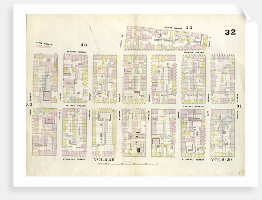 Map bounded by Houston Street, Willett Street, Rivington Street, Essex Street, Houston Street, Clinton Street, 2nd Street, Pitt Street. 1857 by Anonymous