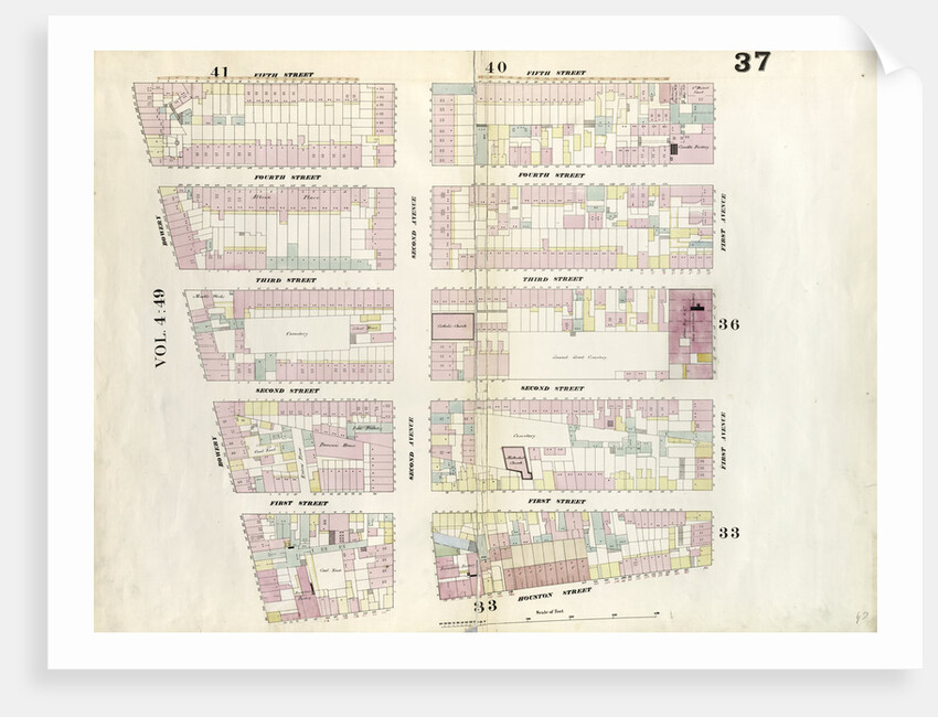 Map bounded by 5th Street, First Avenue, Houston Street, Bowery. 1857 by Anonymous