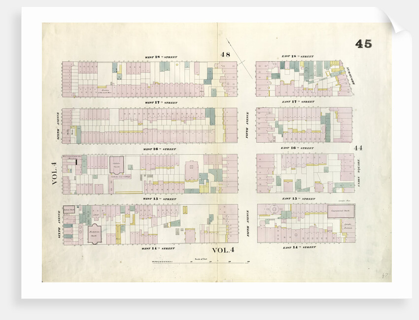 Map bounded by West 18th Street, East 18th Street, Broadway, Union Square West, East 14th Street, West 14th Street, Sixth Avenue. 1857 by Anonymous