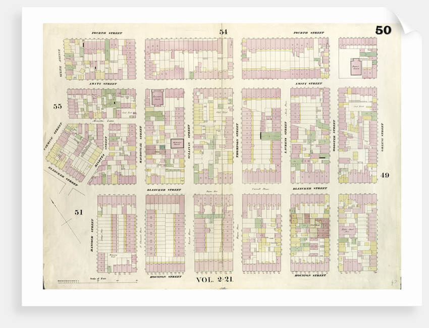 Map bounded by 4th Street, Green Street, Houston Street, Hancock Street, Bleeker Street, Carmine Street, Sixth Avenue. 1857 by Anonymous