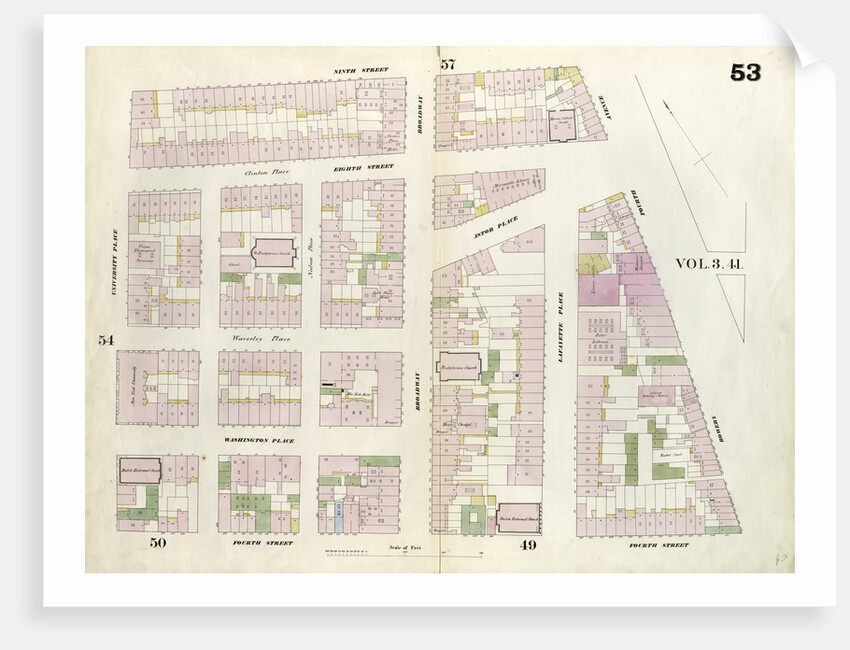 Map bounded by 9th Street, Fourth Avenue, 4th Street, University Place. 1857 by Anonymous