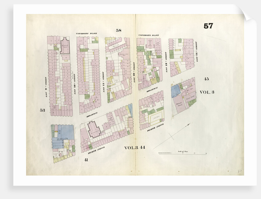 Map bounded by 14th Street, Fourth Avenue, 9th Street, University Place. 1857 by Anonymous