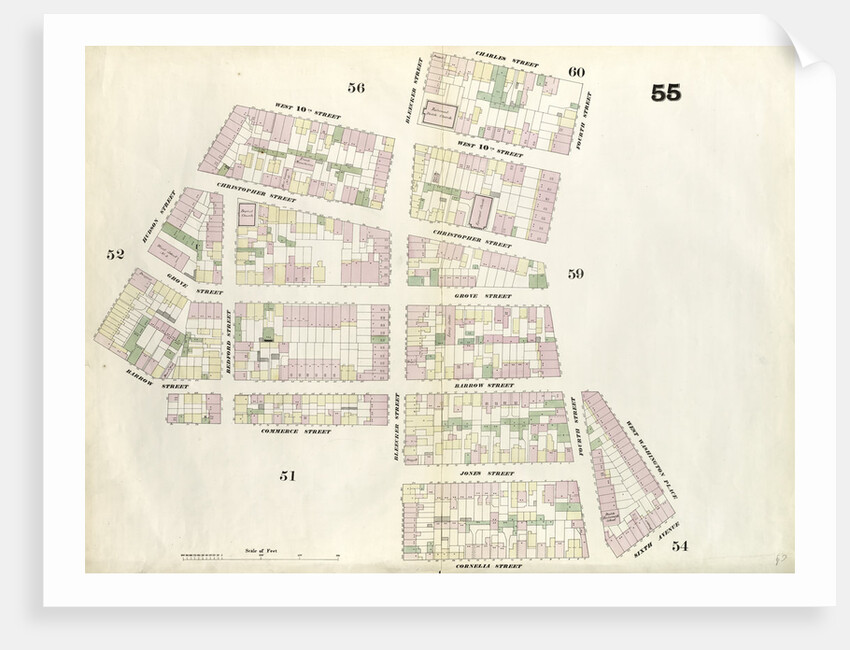 Map bounded by Charles Street, 4th Street, West Washington Place, Sixth Avenue, Cornelia Street, Bleeker Street, Commerce Street, Hudson Street, West 10th Street, Bleeker Street. 1857 by Anonymous