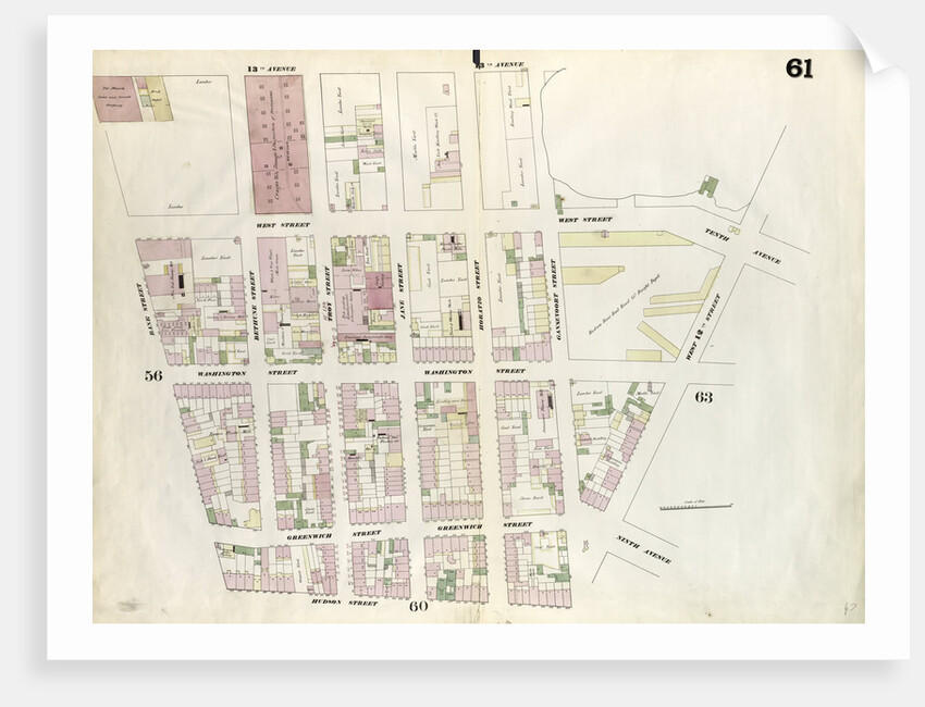 Map bounded by West 12th Street, Gansevoort Street, Hudson Street, Bank Street, Hudson River. 1857 by Anonymous