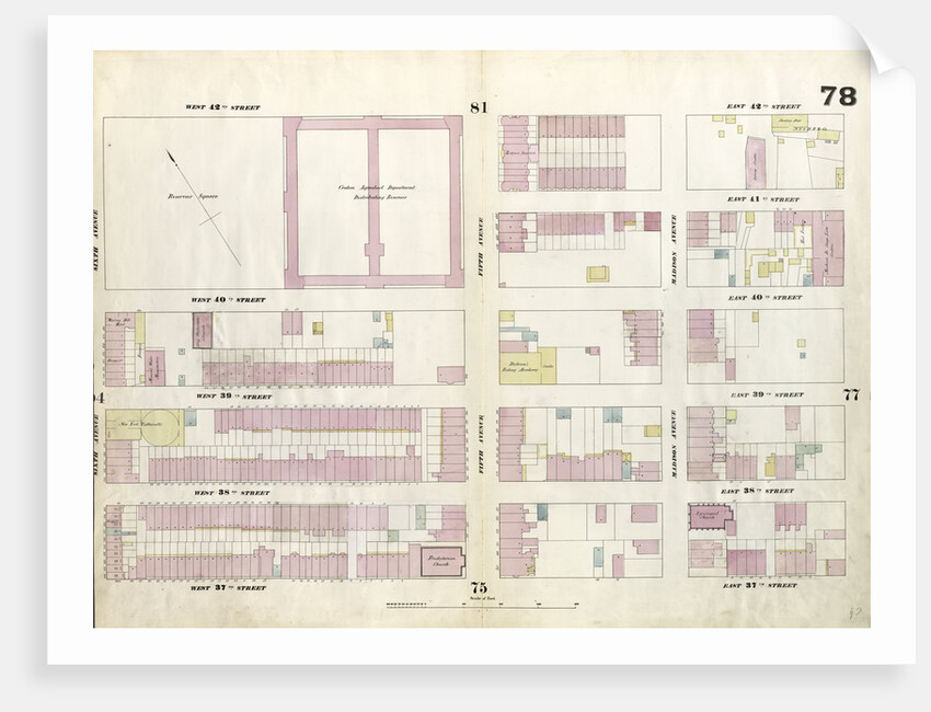 Map bounded by West 42nd Street, East 42nd Street, Fourth Avenue, East 37th Street, West 37th Street, Sixth Avenue. 1857 by Anonymous