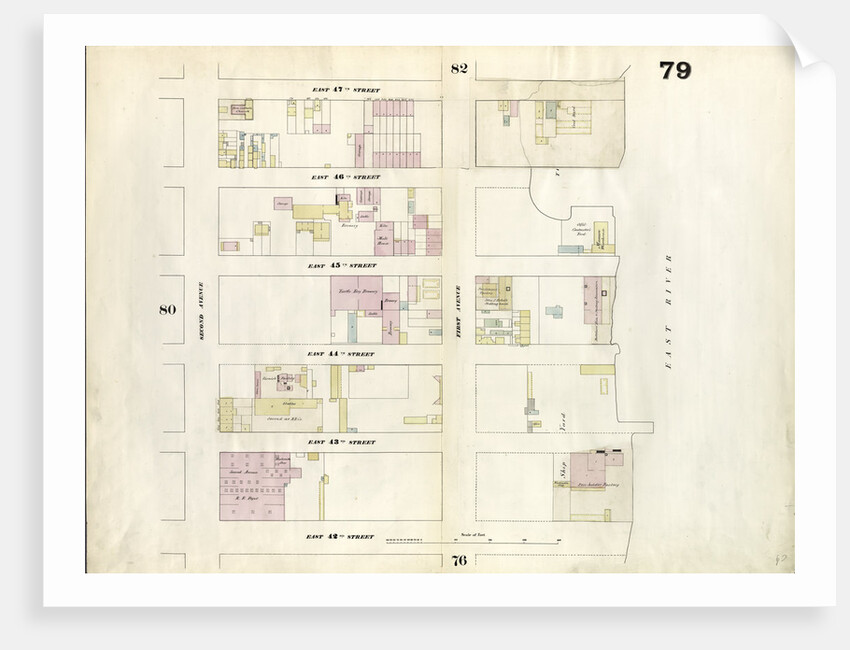 Map bounded by East 47th Street, East River, East 42nd Street, Second Avenue. 1857 by Anonymous