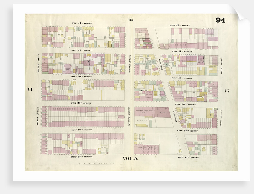 Map bounded by West 42nd Street, Sixth Avenue, West 37th Street, Eighth Avenue. 1857 by Anonymous