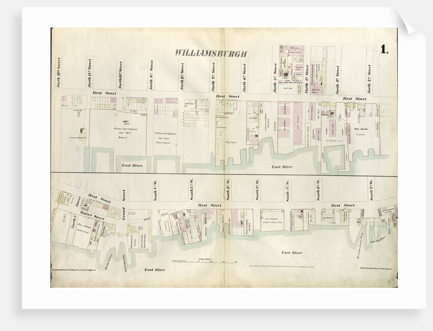 Map bounded by North 12th Street, 1st Street, North 5th Street, Wythe Street, North 3rd Street, 1st Street, South 7th Street, East River. 1855 by Anonymous