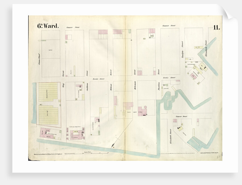Map bounded by Buttermilk Channel, Clinton Wharf, Conover Street, Red Hook. 1855 by Anonymous
