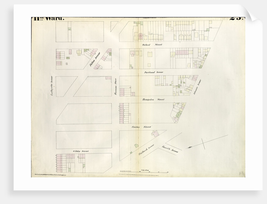 Map bounded by Lafayette Avenue, Cumberland Street, Atlantic Avenue, 4th Avenue, Raymond Street. 1855 by Anonymous