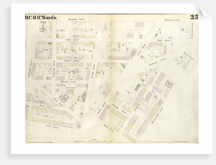 Map bounded by Willoughby Street, Raymond Street, Lafayette Avenue, Flatbush Avenue, Powers Street, Schermerhorn Street, Bond Street, Fulton Avenue, Gold Street. 1855 by Anonymous