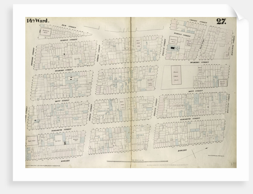 Map bounded by Houston Street, Bowery, Broome Street, Elm Street, Prince Street, Crosby Street. 1852, 1854 by Anonymous