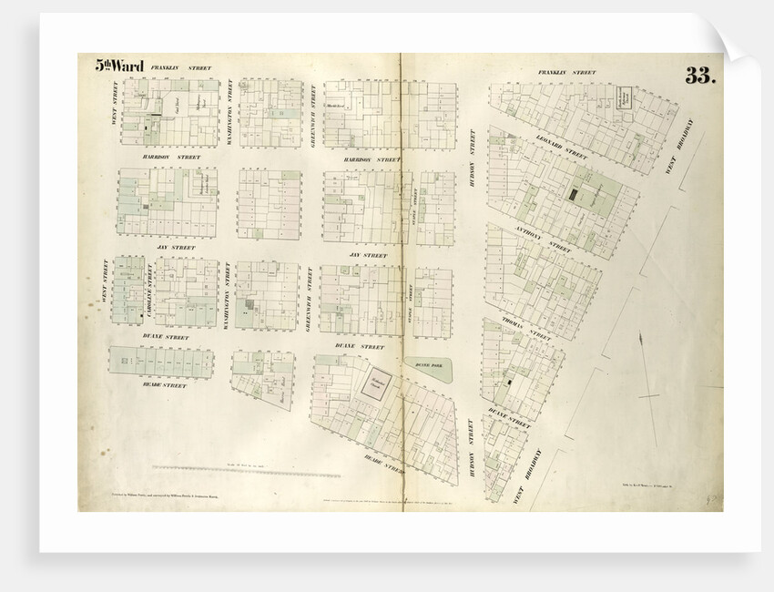 Map bounded by Franklin Street, West Broadway, Reade Street, West Street. 1852, 1854 by Anonymous