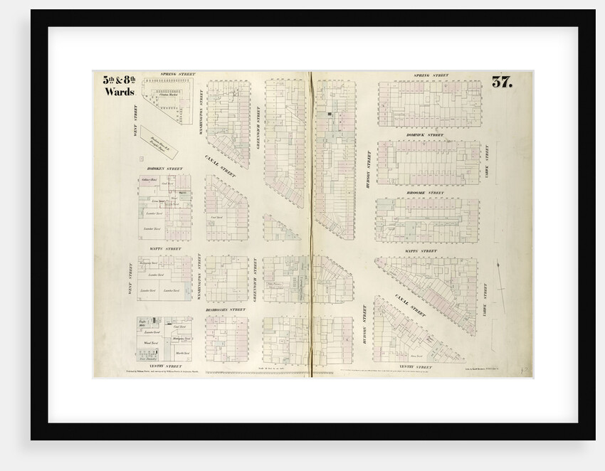 Map bounded by Spring Street, Varick Street, Vestry Street, West Street. 1852, 1854 by Anonymous