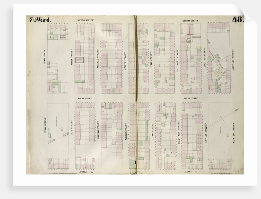 Map bounded by East 12th Street, Avenue A, Fifth Street, Second Avenue. 1852, 1854 by Anonymous