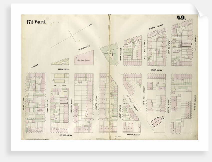 Map bounded by East 12th Street, Second Avenue, Fifth Street, Bowery, Fourth Avenue. 1852, 1854 by Anonymous