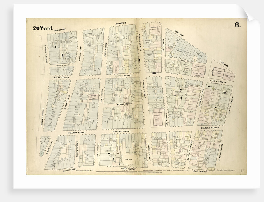 Map bounded by Broadway, Park Row, Spruce Street, Gold Street, Liberty Street. 1852, 1854 by Anonymous