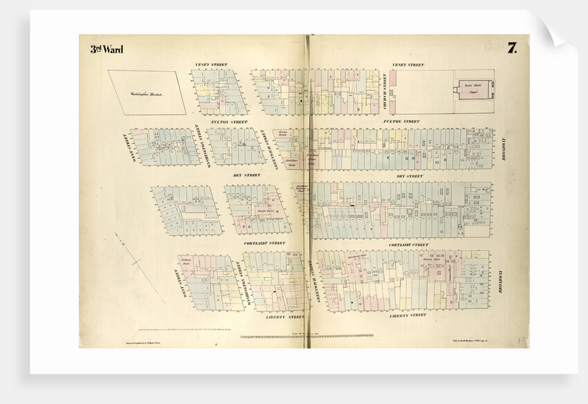 Map bounded by Vesey Street, Broadway, Liberty Street, West Street. 1852, 1854 by Anonymous