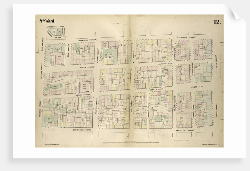 Map bounded by Chatham Street, East Broadway, Chatham Square, Catherine Street, South Street, Roosevelt Street. 1852, 1854 by Anonymous