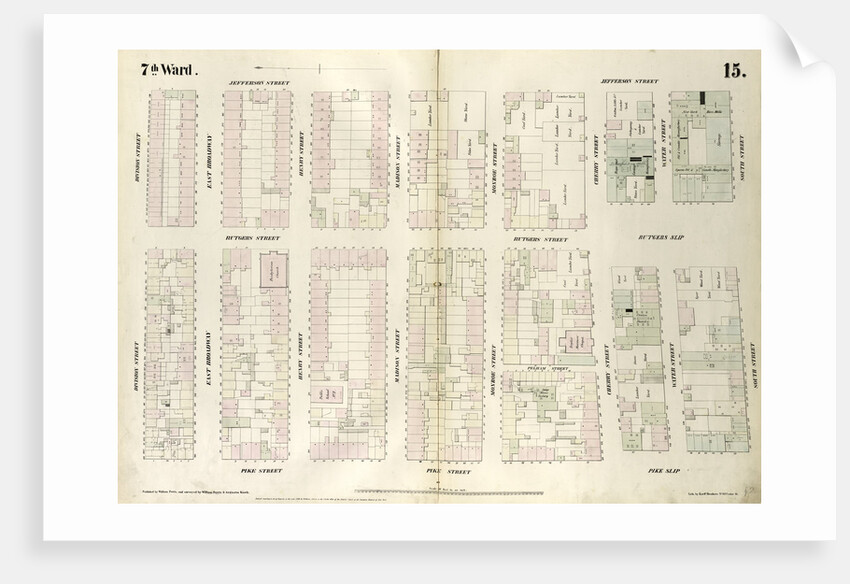 Map bounded by Division Street, Jefferson Street, South Street, Pike Slip, Pike Street. 1852, 1854 by Anonymous