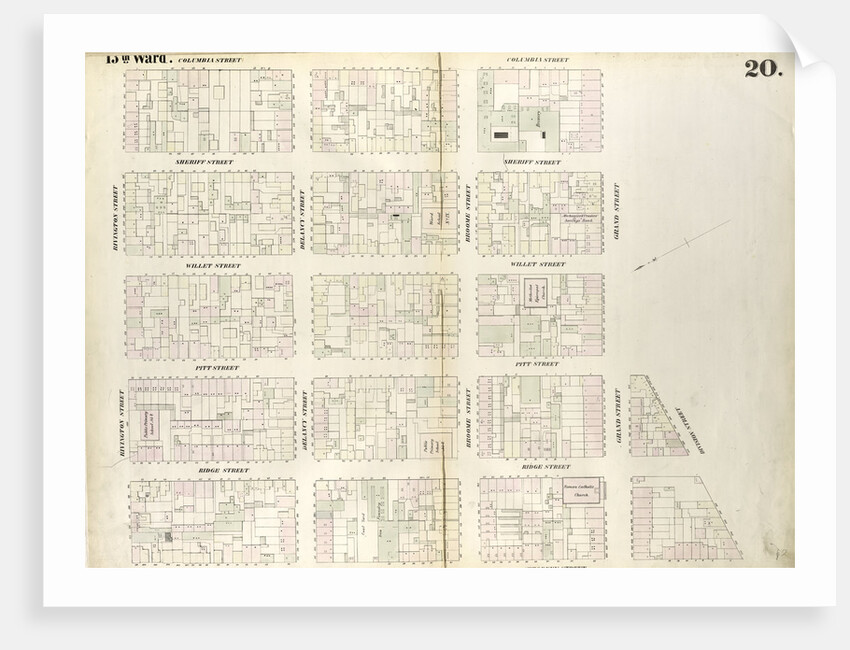 Map bounded by Rivington Street, Columbia Street, Grand Street, Division Street, Attorney Street. 1852, 1854 by Anonymous