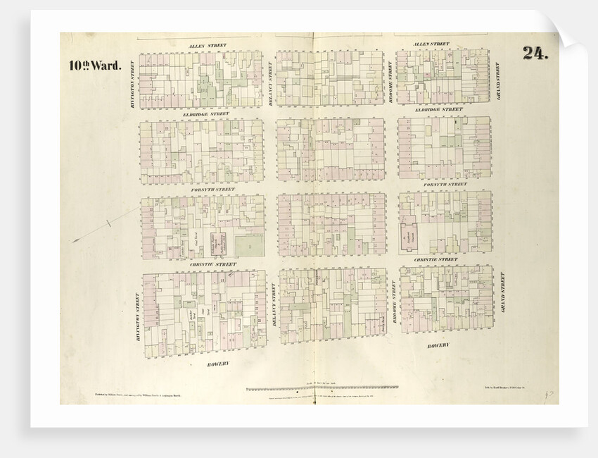 Map bounded by Bowery, Rivington Street, Allen Street, Grand Street. 1852, 1854 by Anonymous