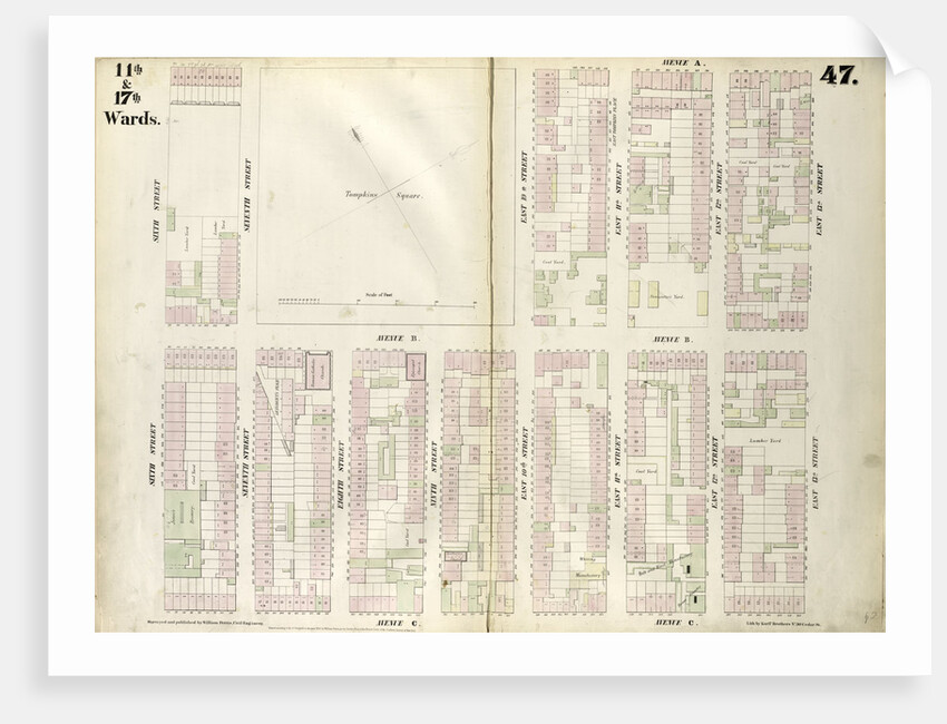 Map bounded by East 13th Street, Avenue C, Sixth Street, Avenue A. 1852, 1854 by Anonymous