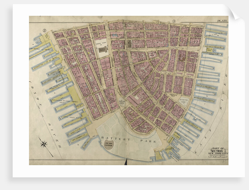 Bounded by Liberty Street, Maiden Lane, South Street East River, Piers 1-18, White Hall Street, State Street Battery Park, Battery Place,and Hudson River, Piers A, 1-14 West Street, New York by Anonymous