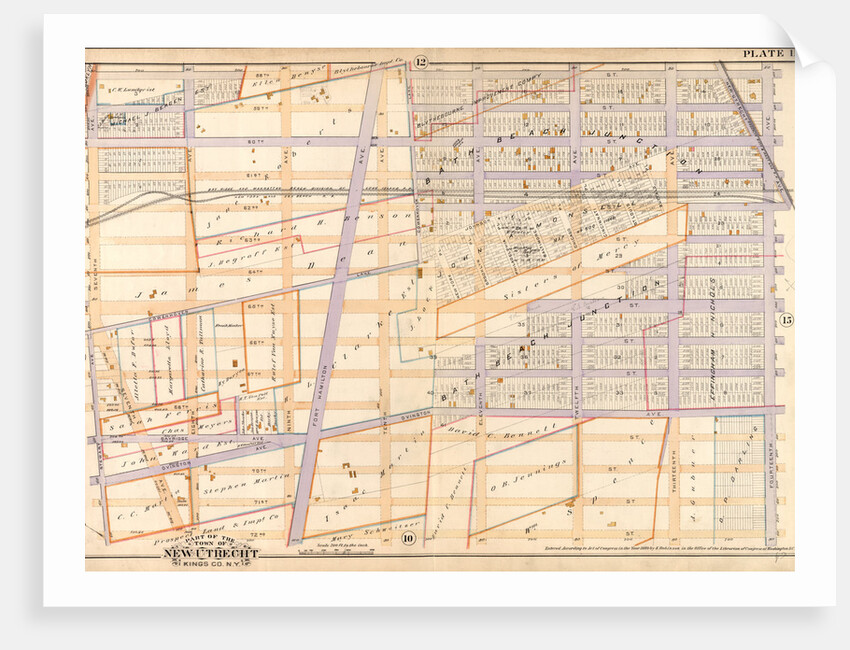 Bounded by 58th Street, Fourteenth Avenue, 72nd Street, Stewart Avenue Cowenhoven Lane and Seventh Avenue, New York by Anonymous