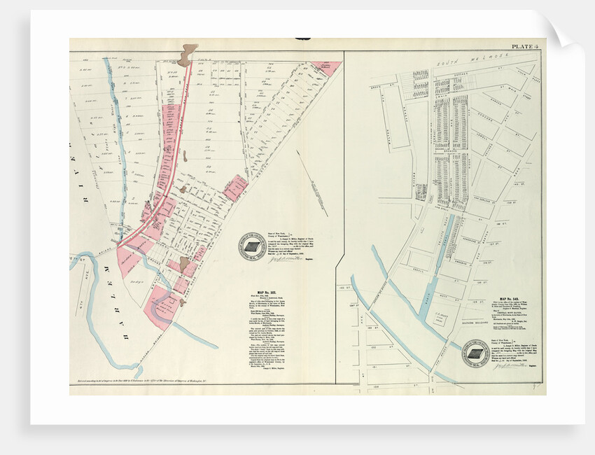 Map No. 302 Bounded by Harlem River, 149th Street and Post Road from New York to Boston.- Map No. 549 Bounded by Grove St., Cottage St., Villa Place, Old Boston Road, 130th Street, 4th Avenue, Macomb Avenue and Walton Avenue, New York by Anonymous