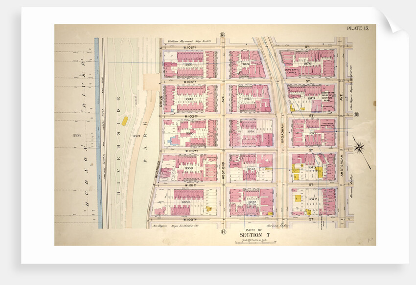 Bounded by W. 105th Street, Amsterdam Avenue, W. 100th Street and Hudson River - Riverside Park Riverside Drive, New York by Anonymous