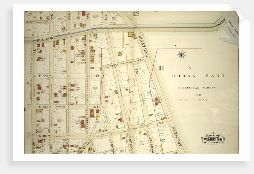 Part of Ward 24, Section 11. Bounded by Pelham Avenue Bronx Park, Southern Boulevard, E. 185th Street, Cambreleng Avenue, Crescent Avenue by Anonymous