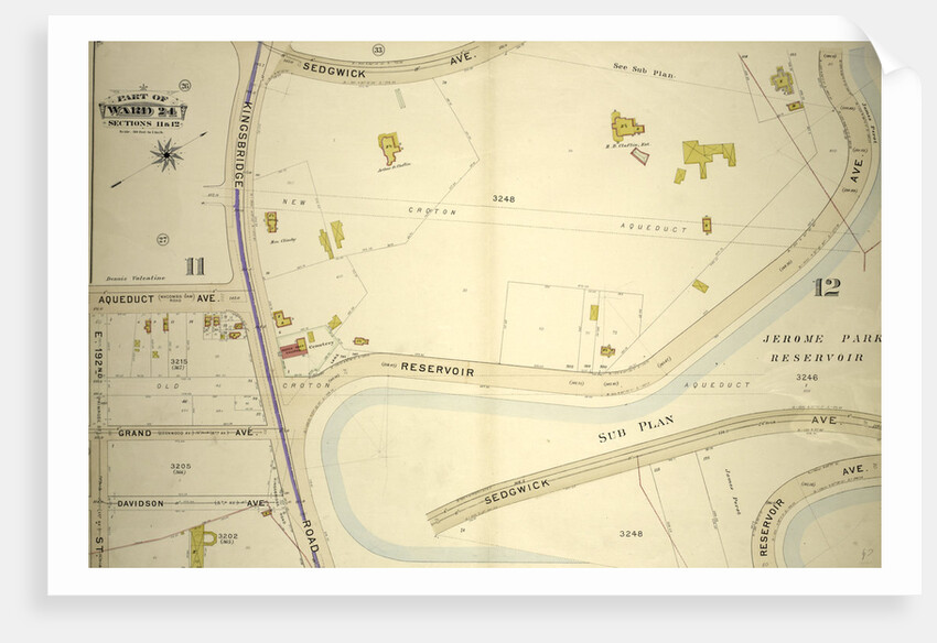 Part of Ward 24, Sections 11&12. Bounded by Aqueduct Avenue, Kingsbridge Road, Sedgwick Avenue, Reservoir Avenue Jerome Park Reservoir, Jerome Avenue and E. 192nd Street, New York by Anonymous