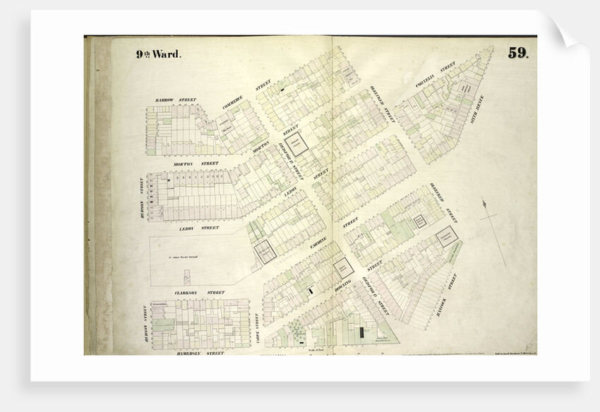Map bounded by Barrow Street, Commerce Street, Bleecker Street, Cornelia Street, Sixth Avenue, Hancock Street, Hamersly Street, Hudson Street, New York by Anonymous