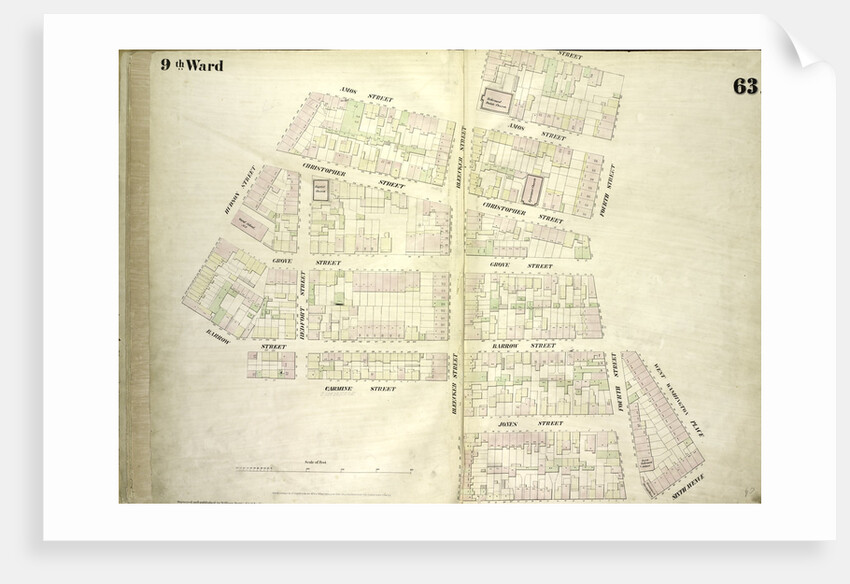 Map bounded by Amos Street, Charles Street, West 4th Street, West Washington Place, Sixth Avenue Cornelia Street, Bleecker Street, Carmine Commerce Street, Barrow Street, Hudson Street, New York by Anonymous