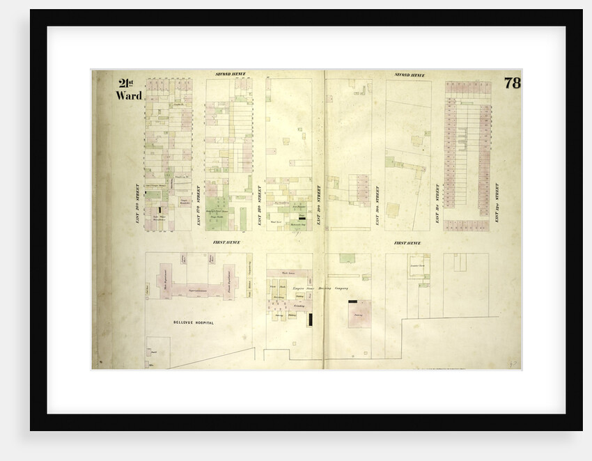Map bounded by Second Avenue, East 32nd Street, First Avenue, East 26th Street, New York by Anonymous
