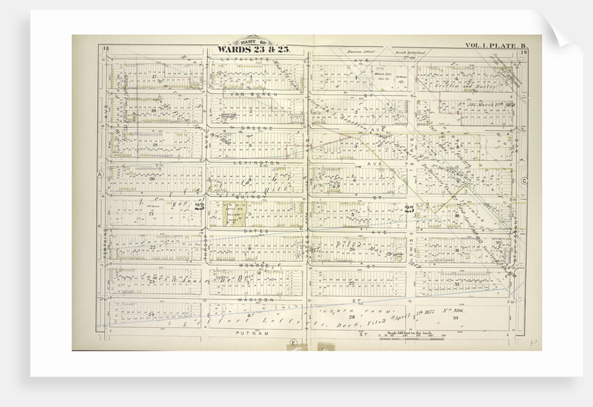 Map bounded by Lafayette Ave., Stuyvesant Ave., Putnam Ave., Tompkins Ave; Including Van Buren St., Greene St., Lexington Ave., Quincy St., Gates Ave., Monroe St., Madison St., Throop Ave., Yates Ave., Lewis Ave., New York by Anonymous